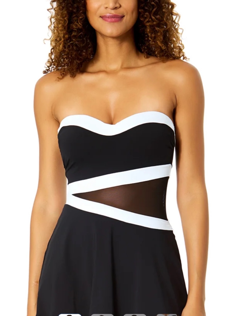NWT Anne Cole Strapless Black and White Mesh Seim Dress